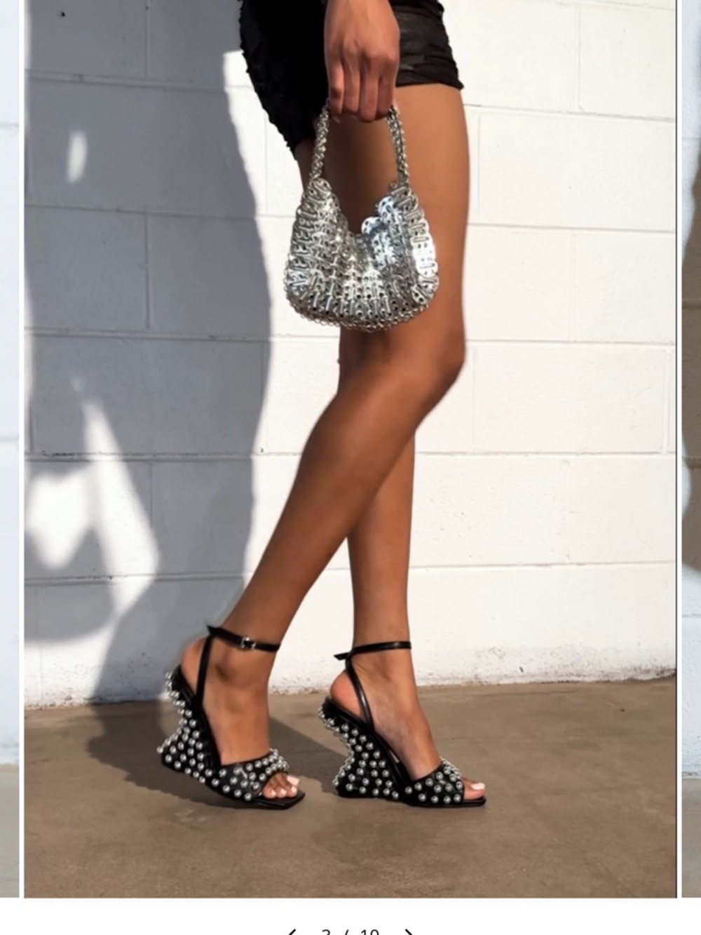Azalea Wang Cybelle black embellished wedge sandal size 10 - Picture 3 of 13